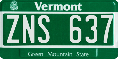 VT license plate ZNS637