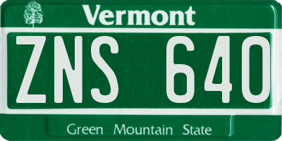 VT license plate ZNS640