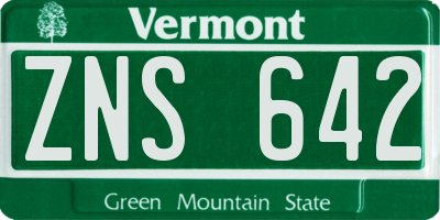 VT license plate ZNS642
