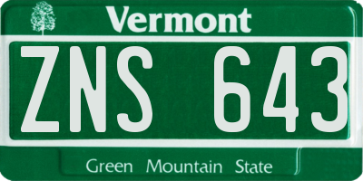 VT license plate ZNS643