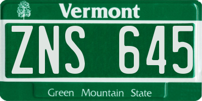 VT license plate ZNS645