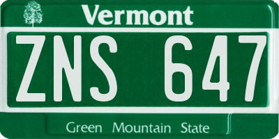 VT license plate ZNS647