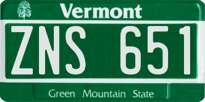VT license plate ZNS651