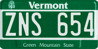 VT license plate ZNS654