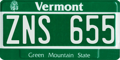 VT license plate ZNS655