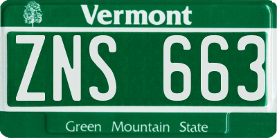 VT license plate ZNS663