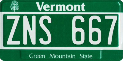 VT license plate ZNS667
