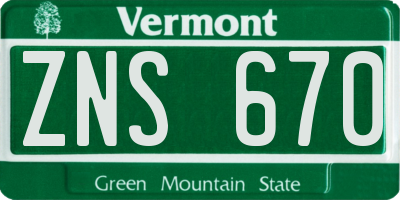 VT license plate ZNS670