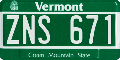 VT license plate ZNS671