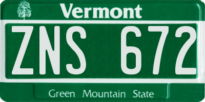 VT license plate ZNS672