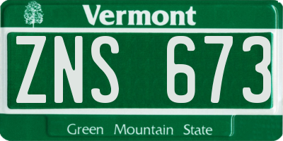 VT license plate ZNS673