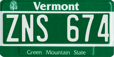 VT license plate ZNS674