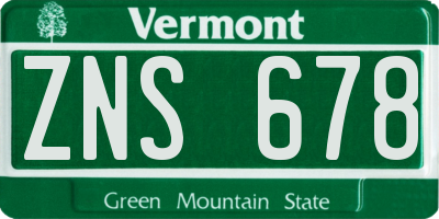 VT license plate ZNS678