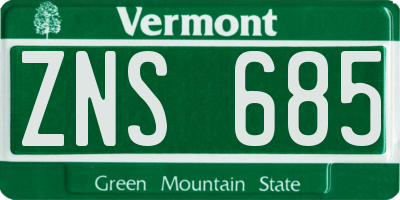 VT license plate ZNS685