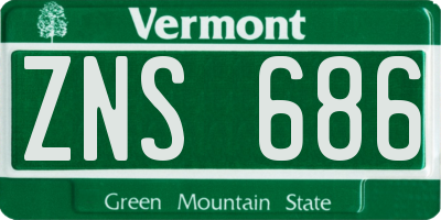 VT license plate ZNS686