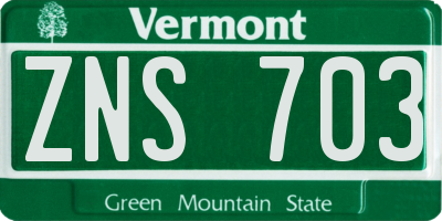 VT license plate ZNS703