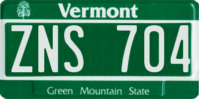 VT license plate ZNS704