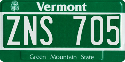 VT license plate ZNS705