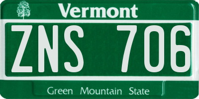 VT license plate ZNS706
