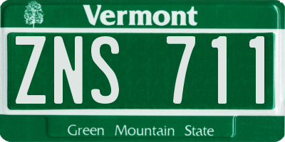 VT license plate ZNS711