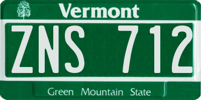 VT license plate ZNS712