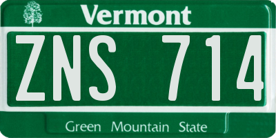 VT license plate ZNS714