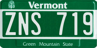 VT license plate ZNS719