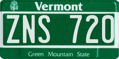 VT license plate ZNS720