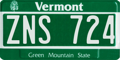 VT license plate ZNS724