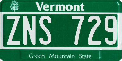 VT license plate ZNS729