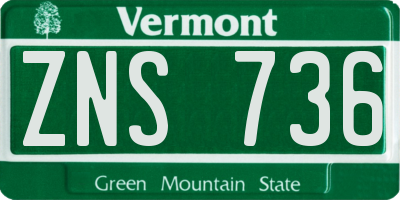 VT license plate ZNS736