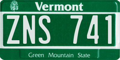 VT license plate ZNS741