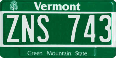 VT license plate ZNS743