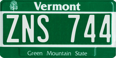 VT license plate ZNS744