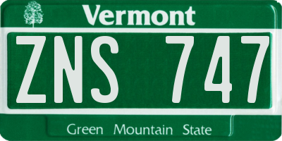 VT license plate ZNS747