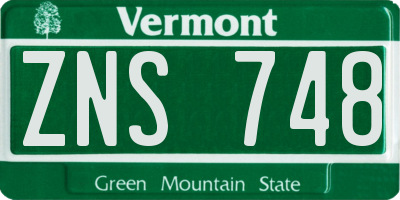 VT license plate ZNS748
