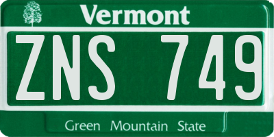 VT license plate ZNS749
