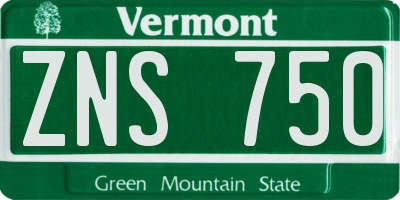 VT license plate ZNS750