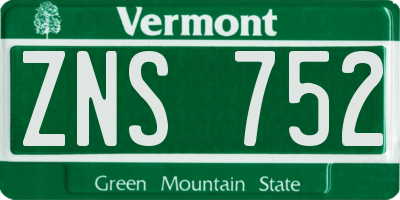 VT license plate ZNS752