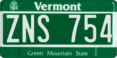 VT license plate ZNS754