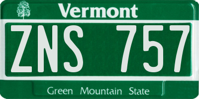 VT license plate ZNS757
