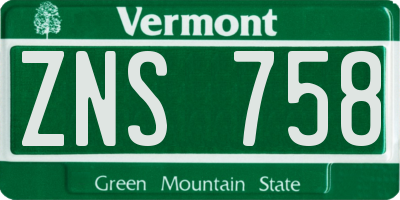VT license plate ZNS758