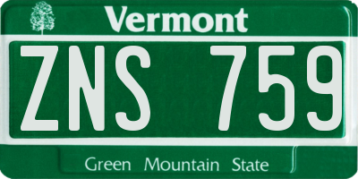 VT license plate ZNS759