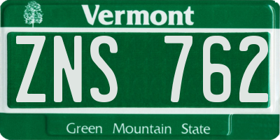 VT license plate ZNS762