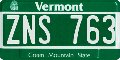 VT license plate ZNS763