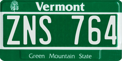 VT license plate ZNS764