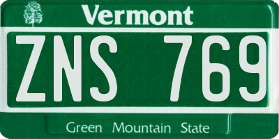 VT license plate ZNS769