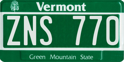VT license plate ZNS770