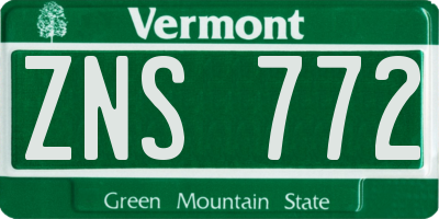 VT license plate ZNS772
