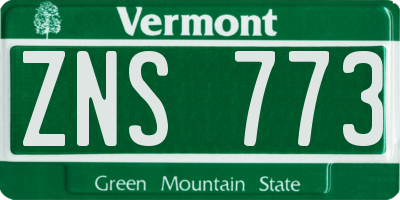 VT license plate ZNS773